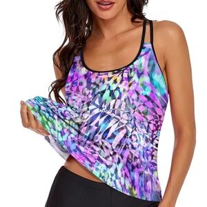 MARZXIN Tankini Swimsuit top for Women Floral Bathing Suit Swimwear Tank Top XL